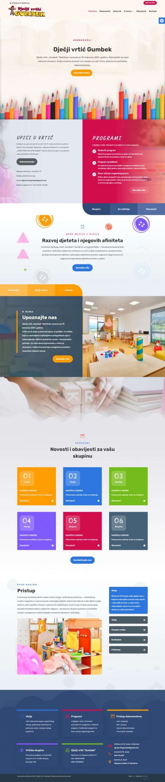 Meli web designer portfolio - kindergarten Gumbek page